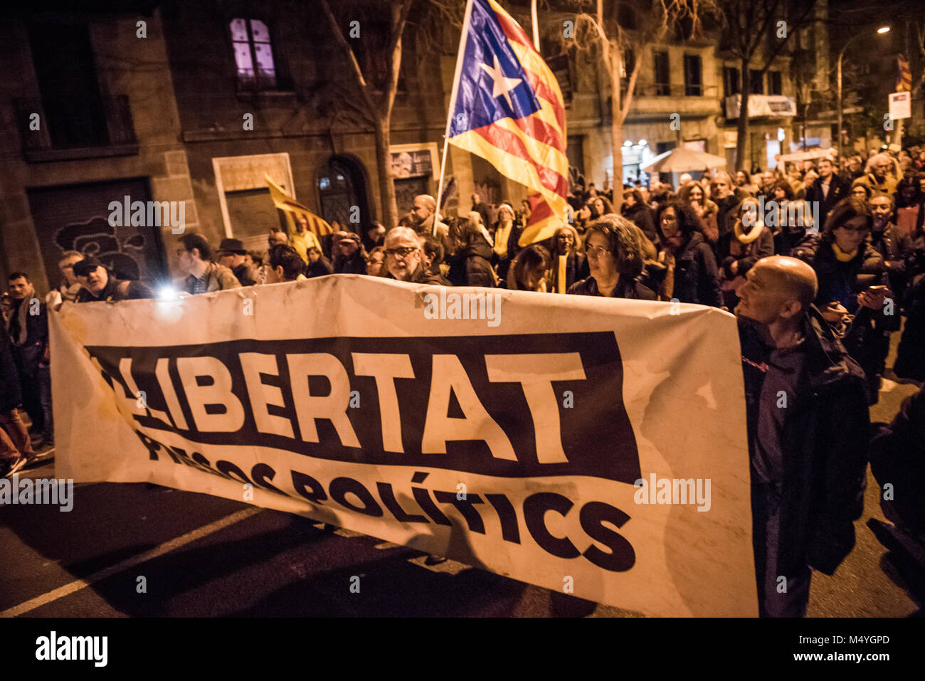 Kostenlose Katalonien, Demonstration, Protest gegen die spanische Regierung Angriffe, Katalanisch Politik im Gefängnis Stockfoto
