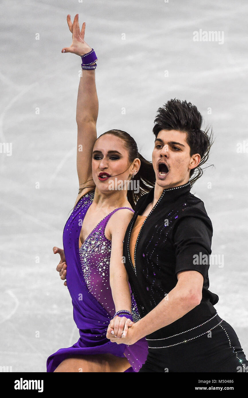 Februar 19, 2018: Tankova Adel und Zilberberg Ronald von Israel im Freien Tanz konkurrieren an Gangneung Ice Arena, Tainan, Südkorea. Ulrik Pedersen/CSM Stockfoto