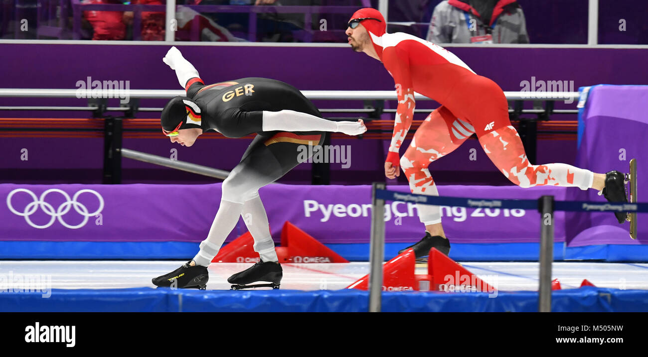 19. Februar 2018, Südkorea, Tainan: Olympia, Eisschnelllauf, Männer, 500 Meter, Gangneung Oval: Nico Ihle aus Deutschland auf den achten Platz. Foto: Peter Kneffel/dpa/Alamy leben Nachrichten Stockfoto