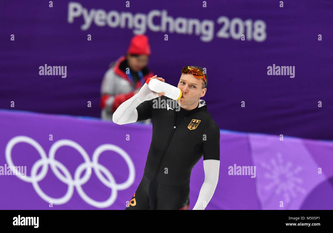 19. Februar 2018, Südkorea, Tainan: Olympia, Eisschnelllauf, Männer, 500 Meter, Gangneung Oval: Nico Ihle aus Deutschland auf den achten Platz. Foto: Peter Kneffel/dpa/Alamy leben Nachrichten Stockfoto