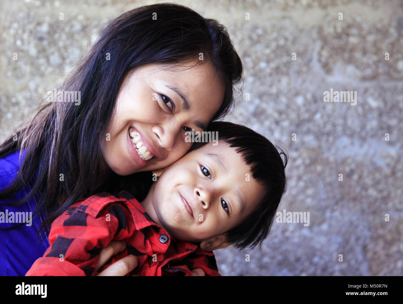 asiatische Mutter und Sohn Stockfoto