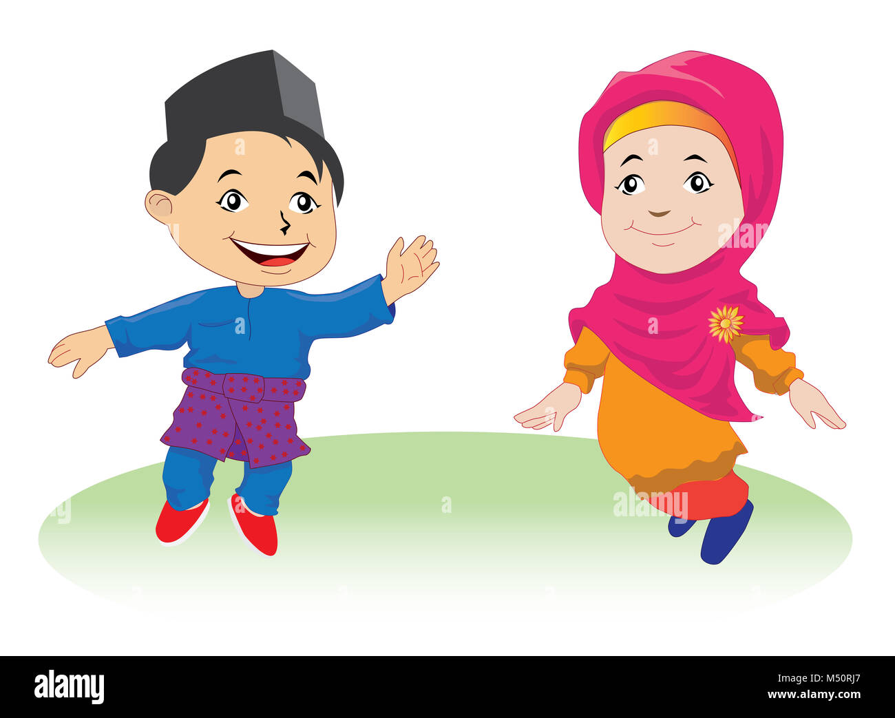 Melayu Kinder in Patani-03, Cartoon Stockfoto