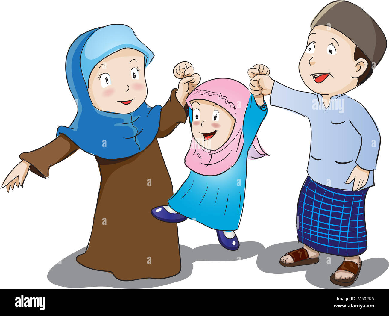 Glückliche muslimischen Familie, Vektor-Illustration Stockfoto