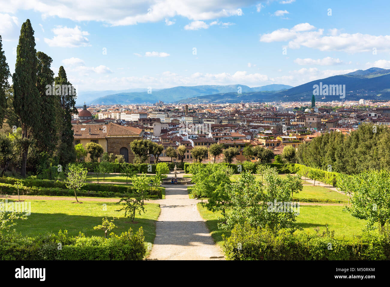 Die Boboli Gärten mit Blick auf die Stadt Florenz Stockfoto