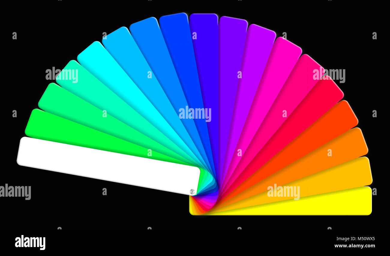 Farbige Muster Buch zeigt die Regenbogenfarben. Ventilator Farbe Stockfoto