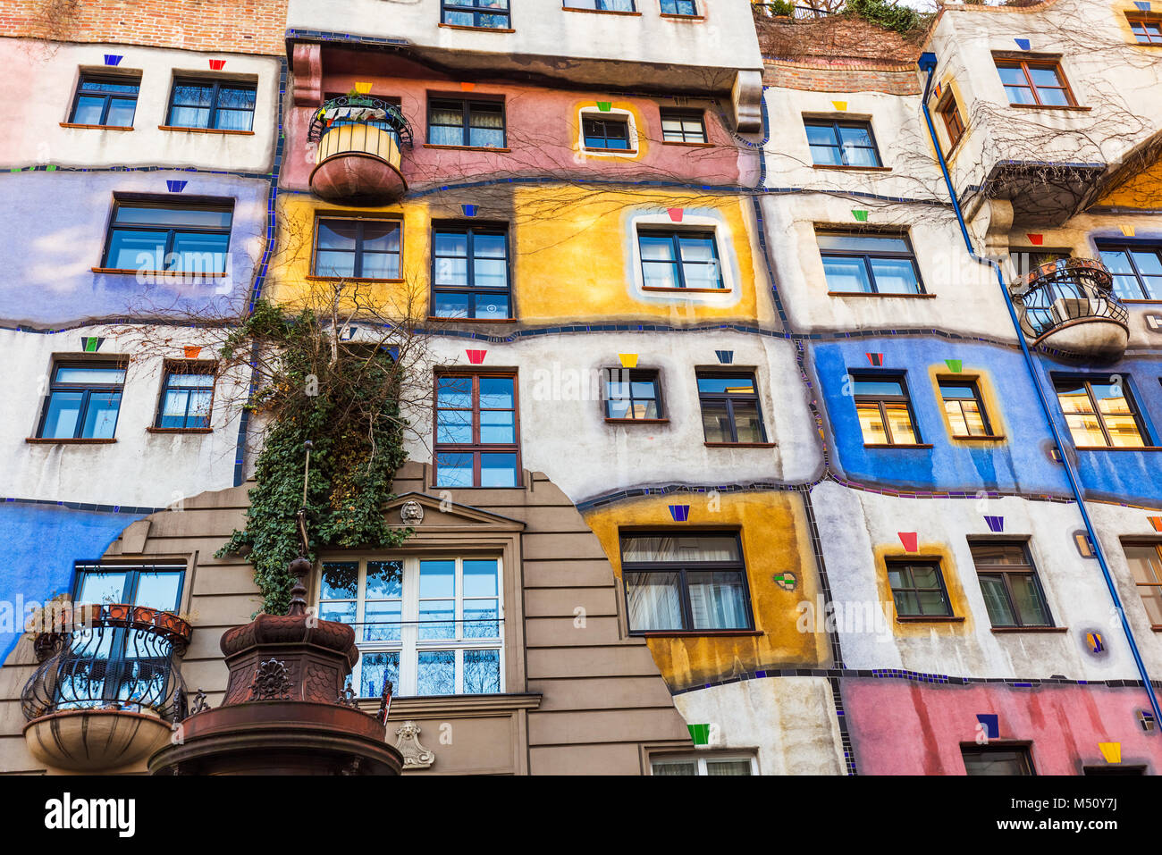 Hundertwasserhaus in Wien Österreich Stockfoto