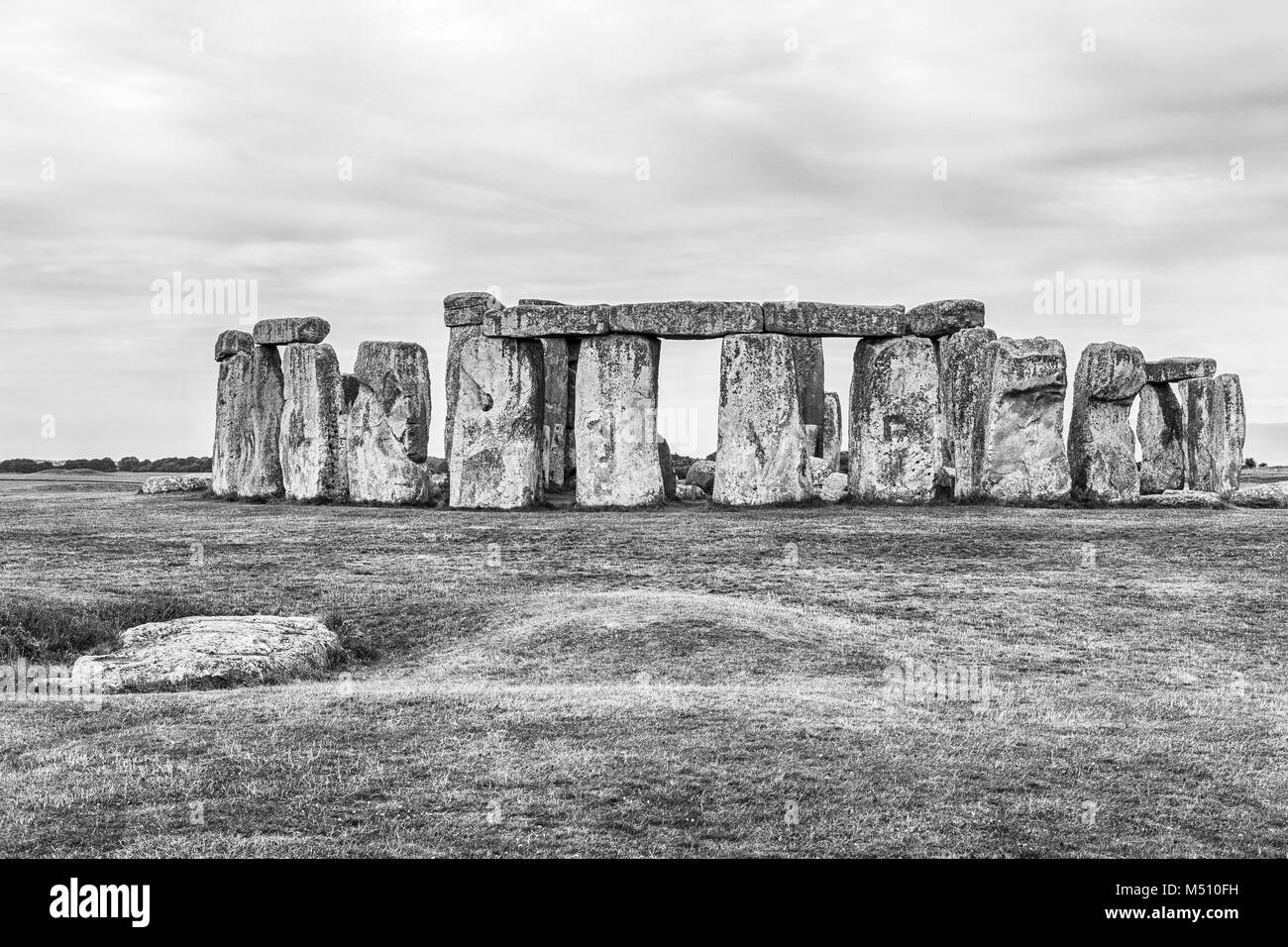 Stonehenge in Schwarz und Weiß Stockfoto