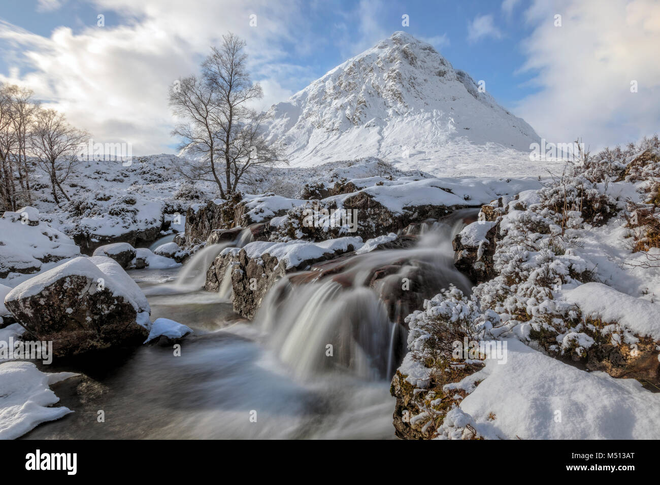 Glen Etive, Glencoe, Wasserfall, Highlands, Schottland, Vereinigtes Königreich Stockfoto