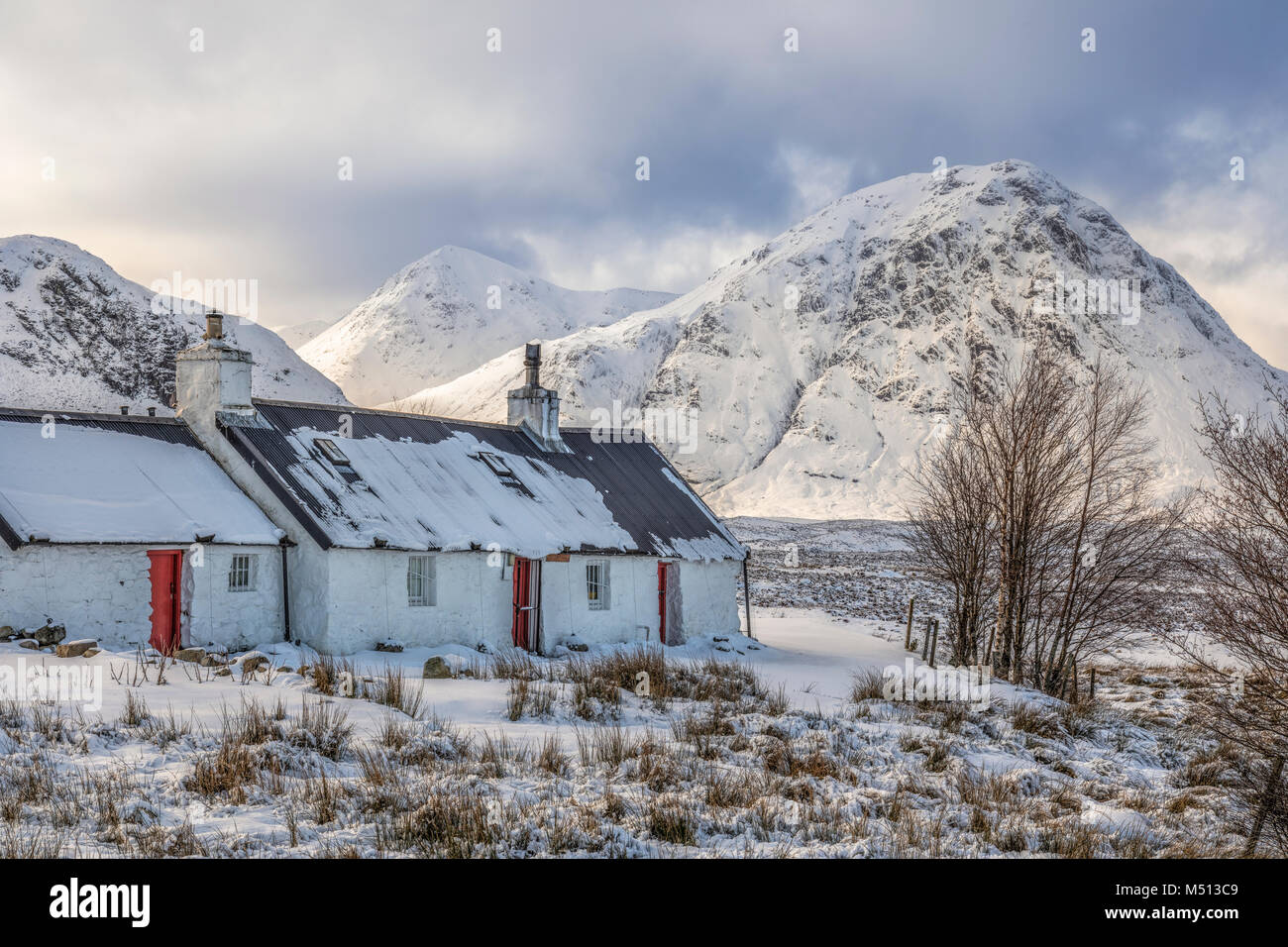 Black Rock Cottage, Glencoe, Highlands, Schottland, Vereinigtes Königreich Stockfoto