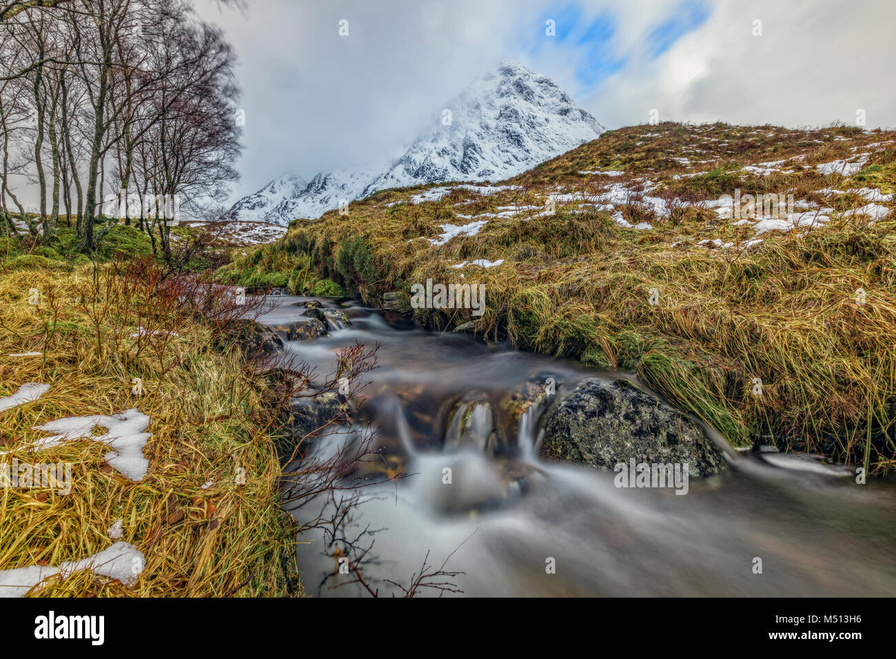 Glen Etive, Glencoe, Wasserfall, Highlands, Schottland, Vereinigtes Königreich Stockfoto