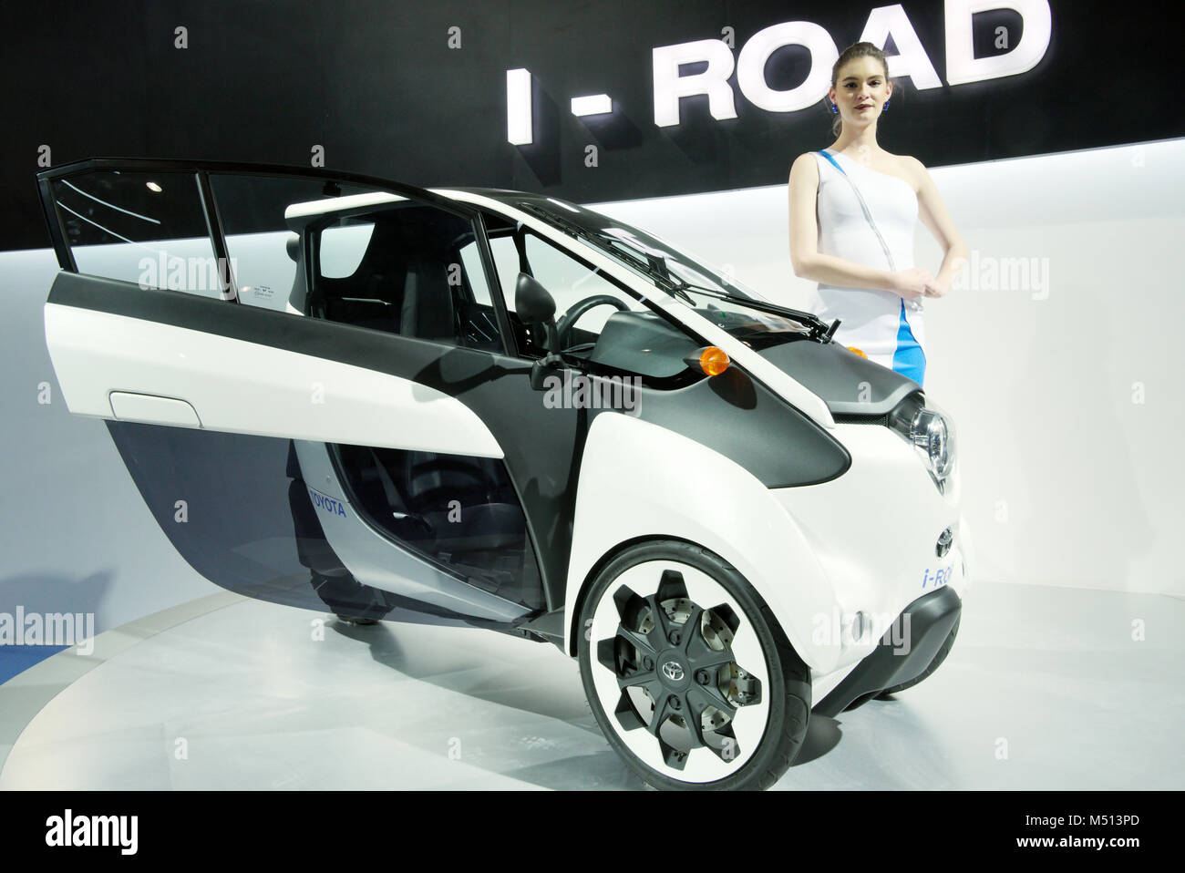 Greater Noida, Indien. 14. Februar 2018. Toyota i-Straße persönliche Mobilität Fahrzeug ist auf der Auto Expo 2018 in Greater Noida, Indien. Stockfoto