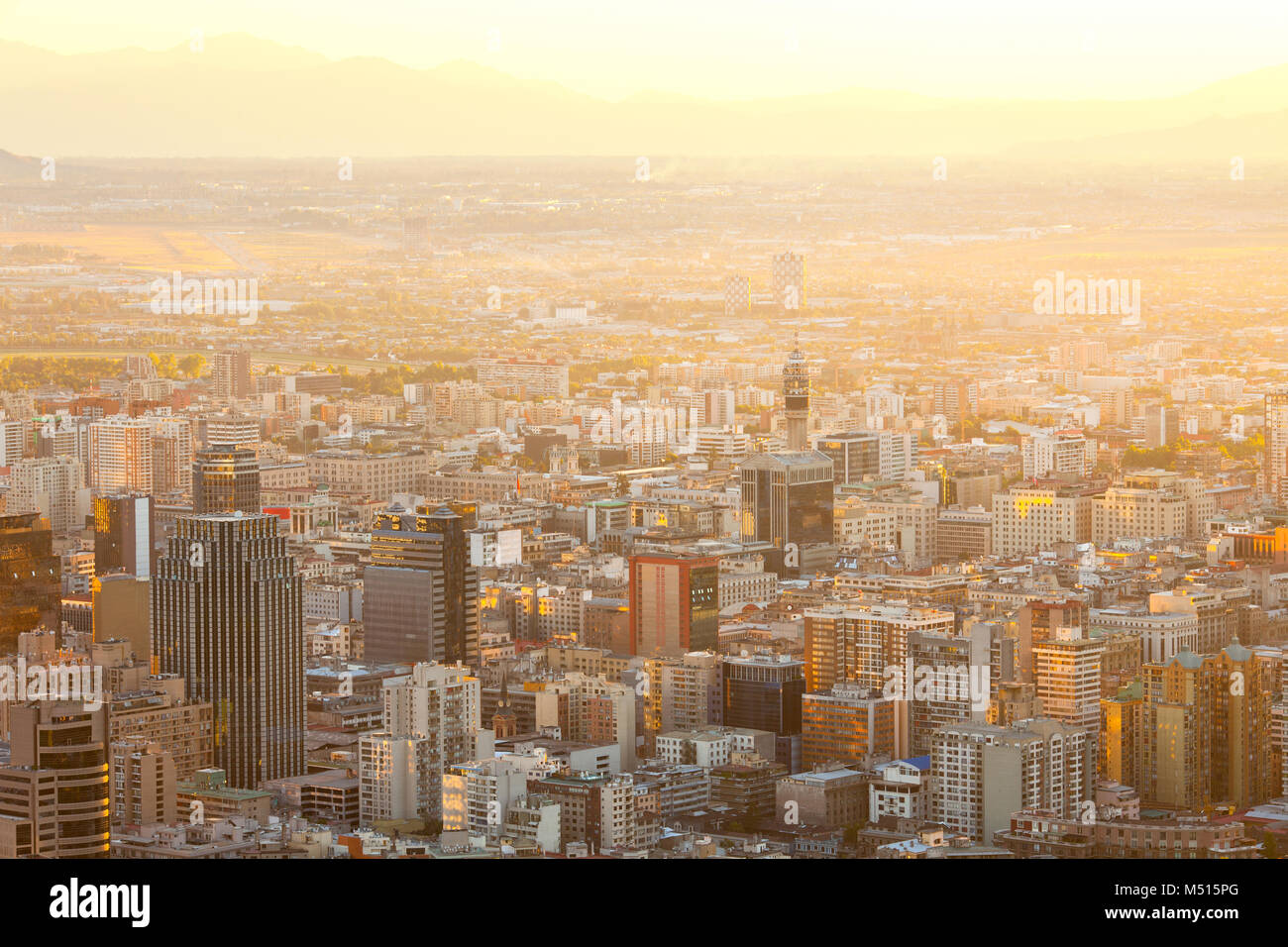 Erhöhten Blick auf die Innenstadt von Santiago de Chile Stockfoto