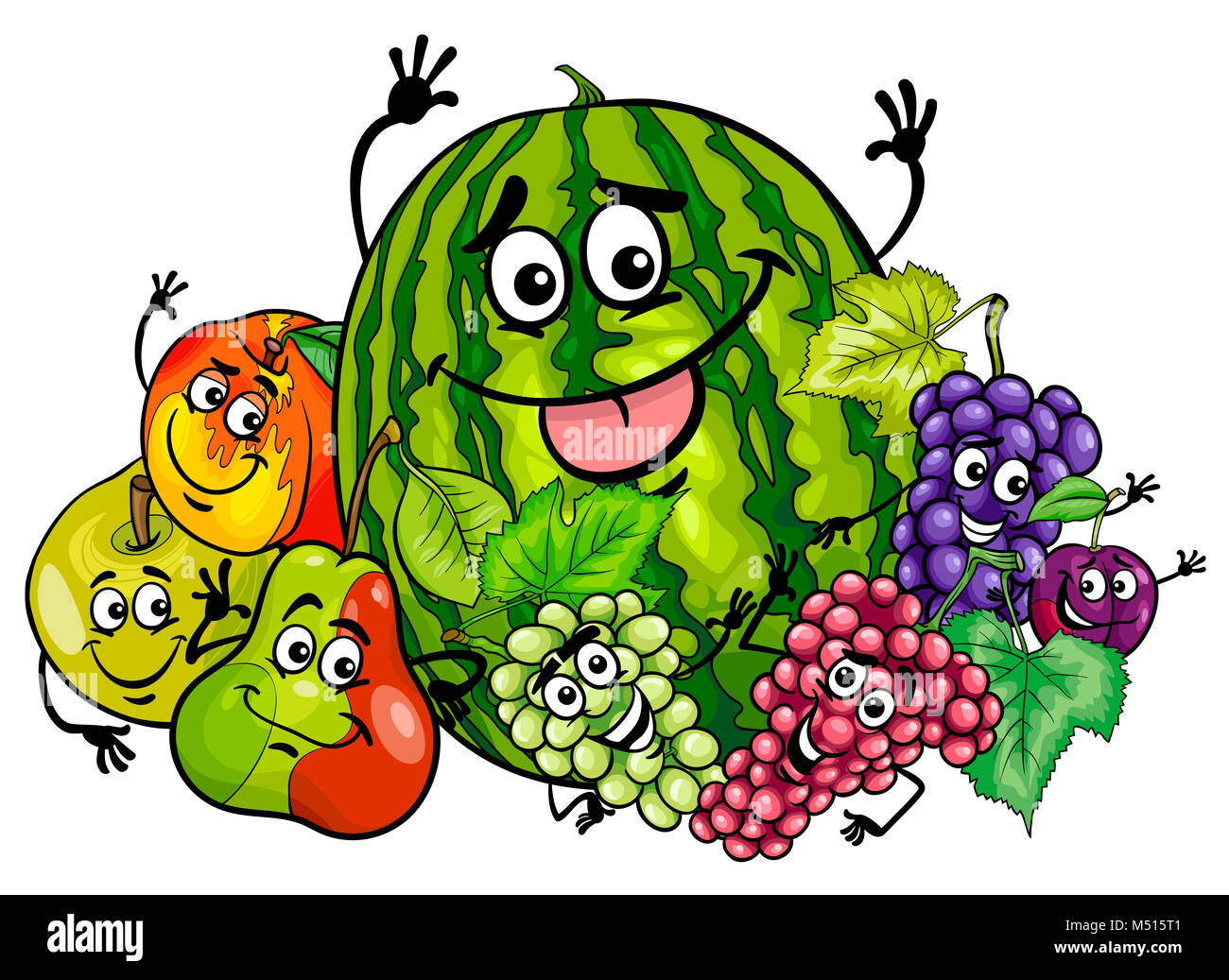 Lustige Obst  zeichen Gruppe Cartoon Stockfotografie Alamy