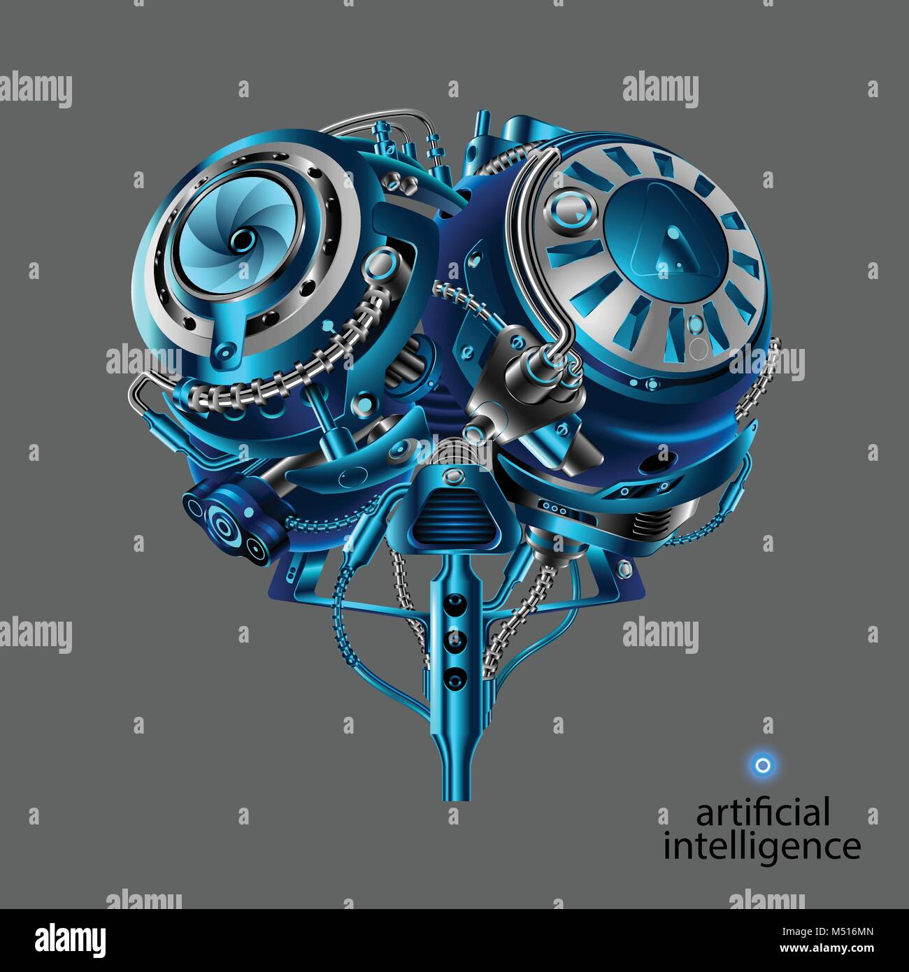Die mechanischen Gehirn des Roboters. Künstliche Intelligenz. Mechanische elektronischen Teil der Roboter Kopf im Stil von cyber Punk oder Steam Punk vint Stock Vektor