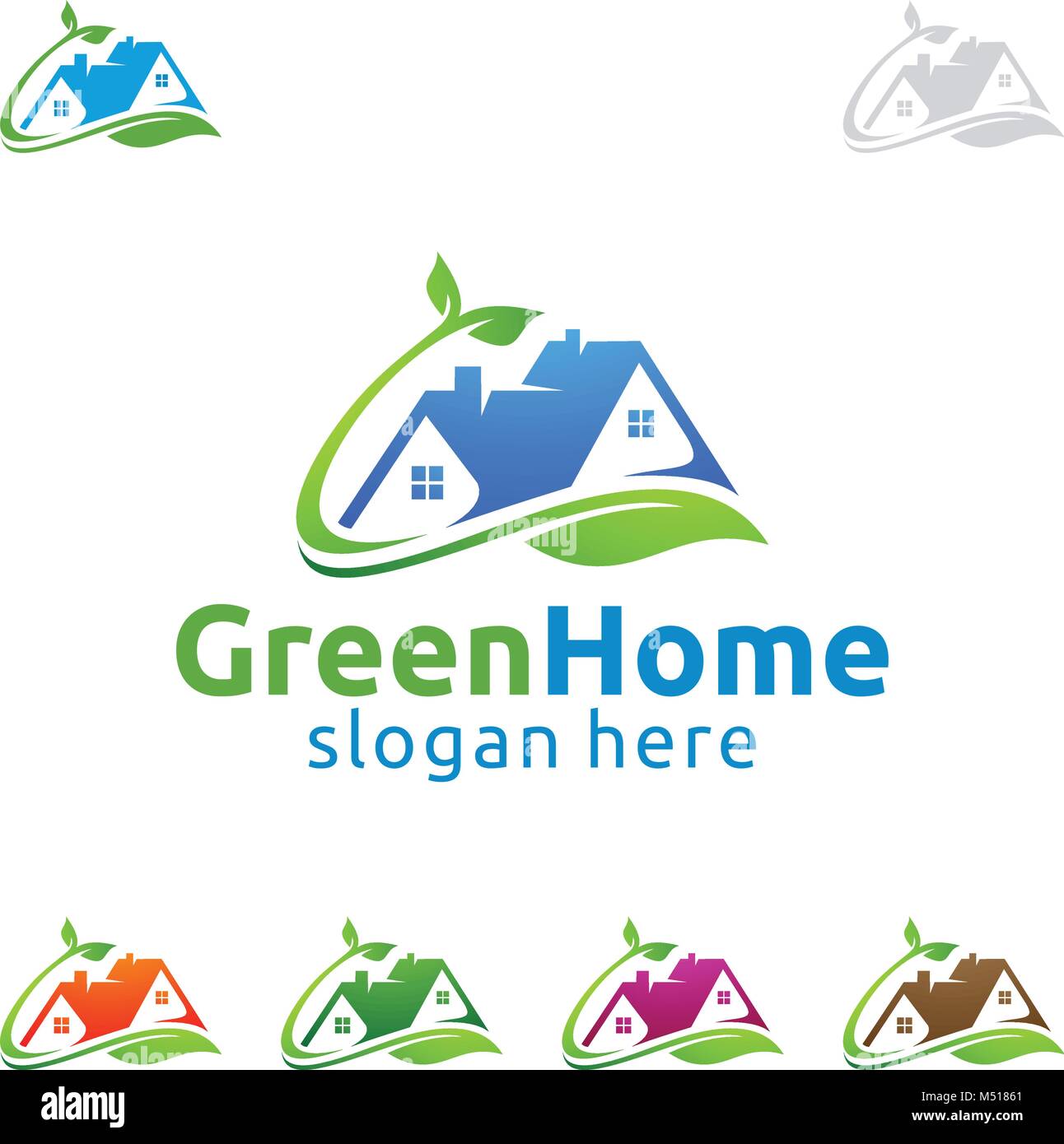 Green Home logo, Immobilien vektor Logo Design mit Haus und Ökologie Form, auf weißem Hintergrund Stock Vektor