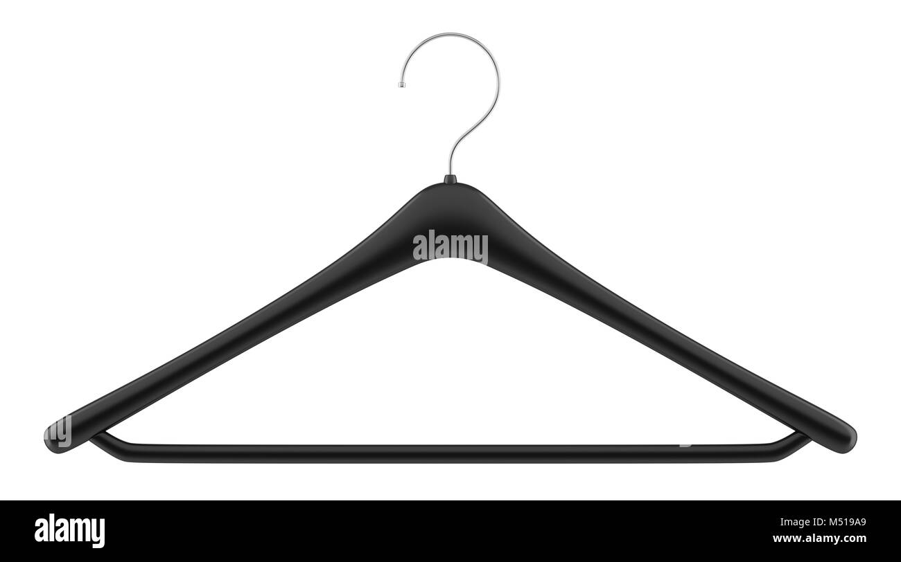 Schwarz Kleiderhaken auf weißem Hintergrund Stockfoto