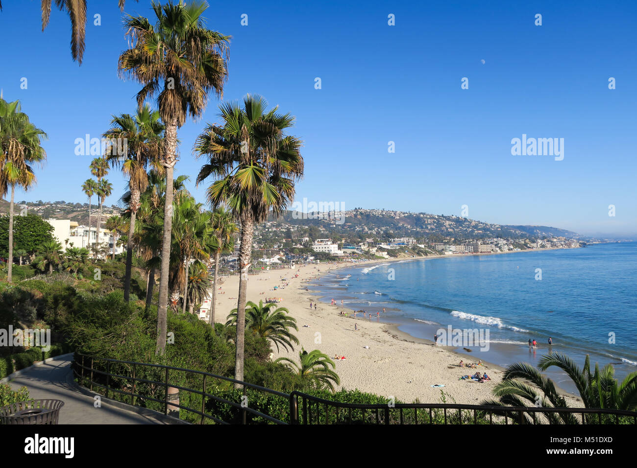 California Beach Sunset Palms Stockfoto