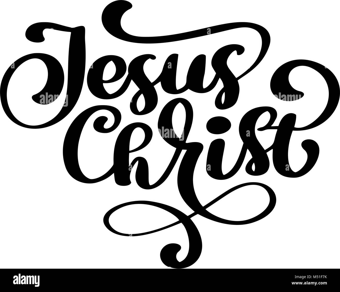 Hand Jesus Christus Schriftzug Text auf weißem Hintergrund dargestellt. Kalligraphie schrift Vector Illustration Stock Vektor