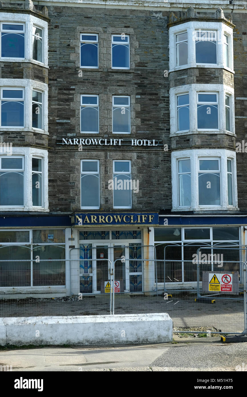 Hotel geschlossen in Newquay, Cornwall. Stockfoto