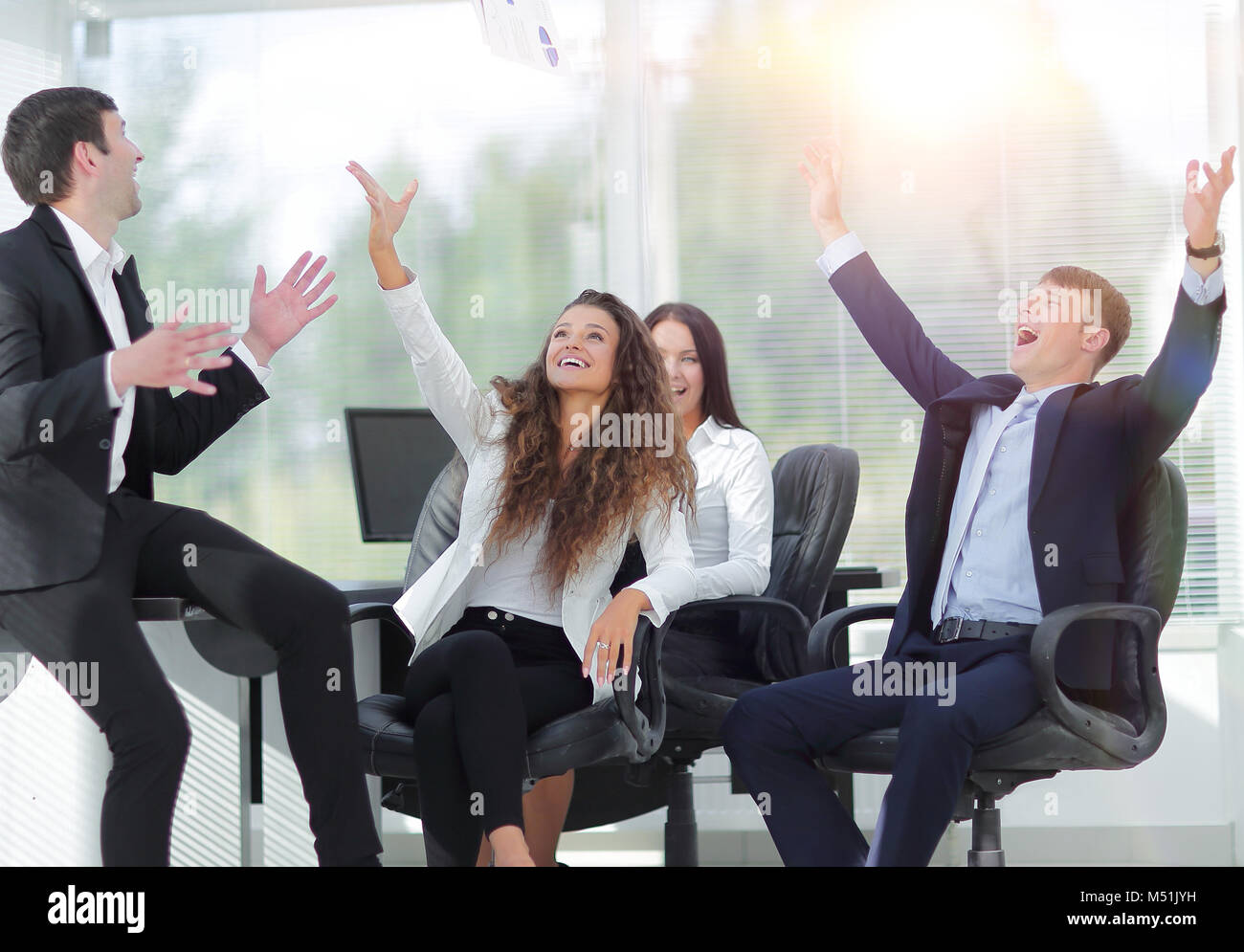 Business Team ihren Sieg feiern. Stockfoto