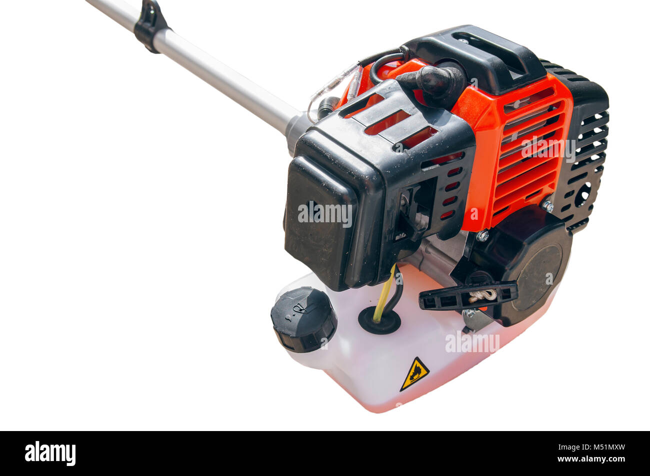 Motor der Rasenmäher Trimmer für Gras wie Garten Maschine auf Weiß Stockfoto