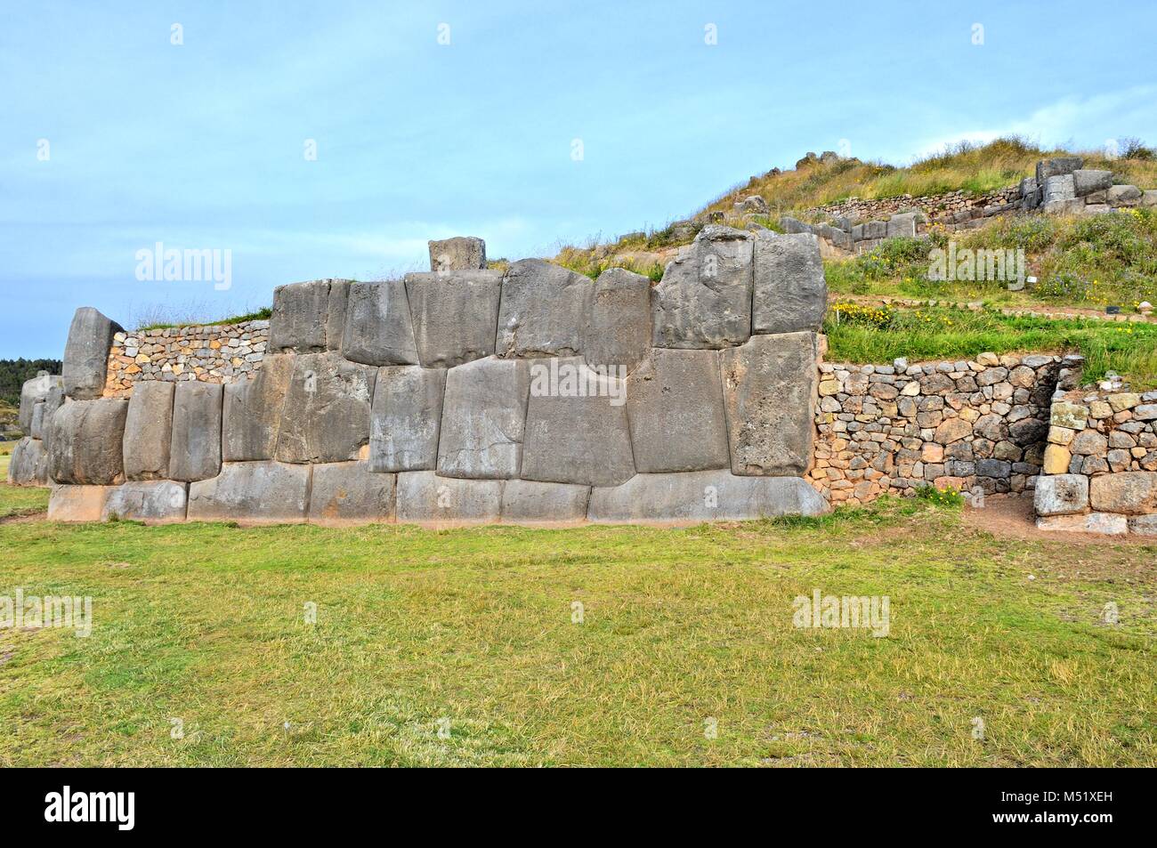 Peru Inka Festung Sacsayhuaman Wand Stockfoto