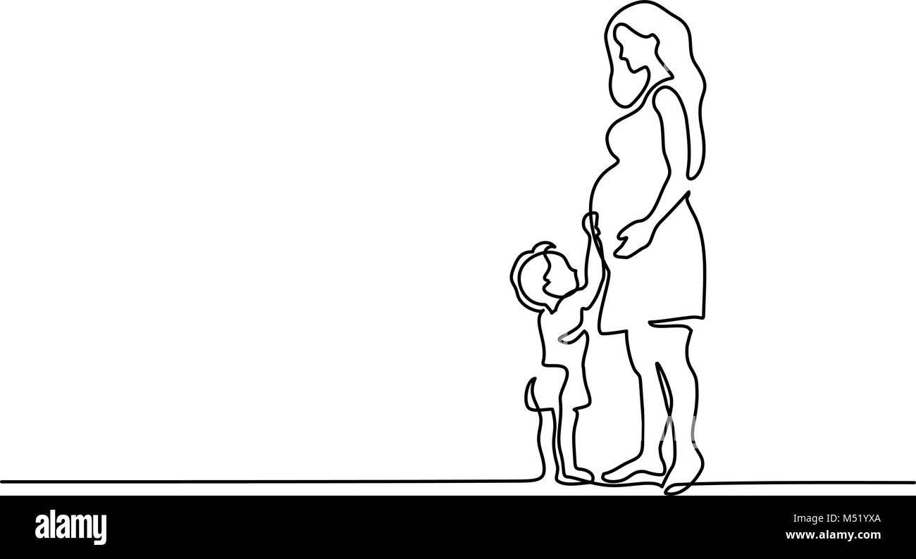 Gerne schwangere Frau mit Sohn Stock Vektor