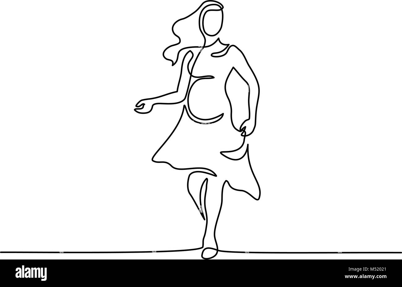 Gerne schwangere Frau wandern, silhouette Bild Stock Vektor
