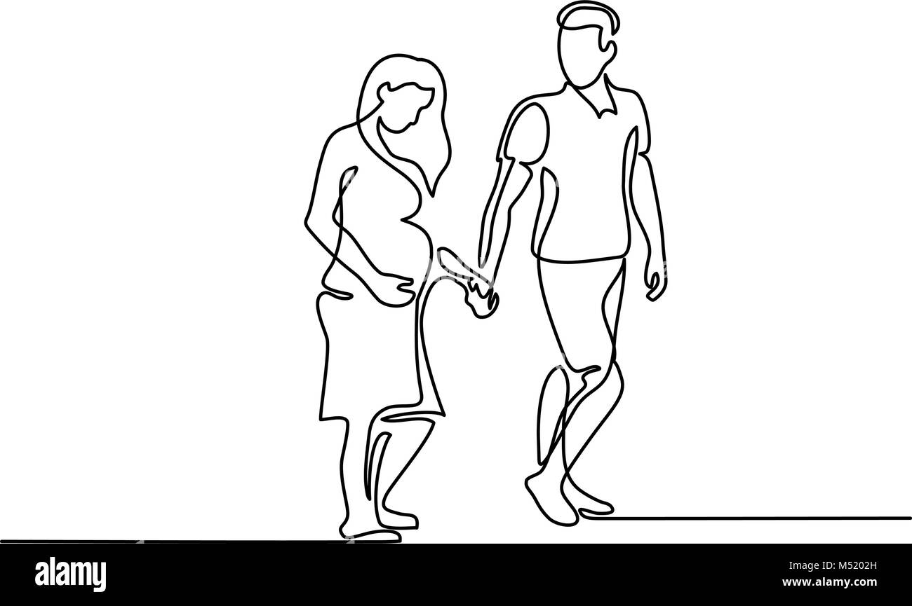 Gerne schwangere Frau mit ihrem Mann zu Fuß Stock Vektor