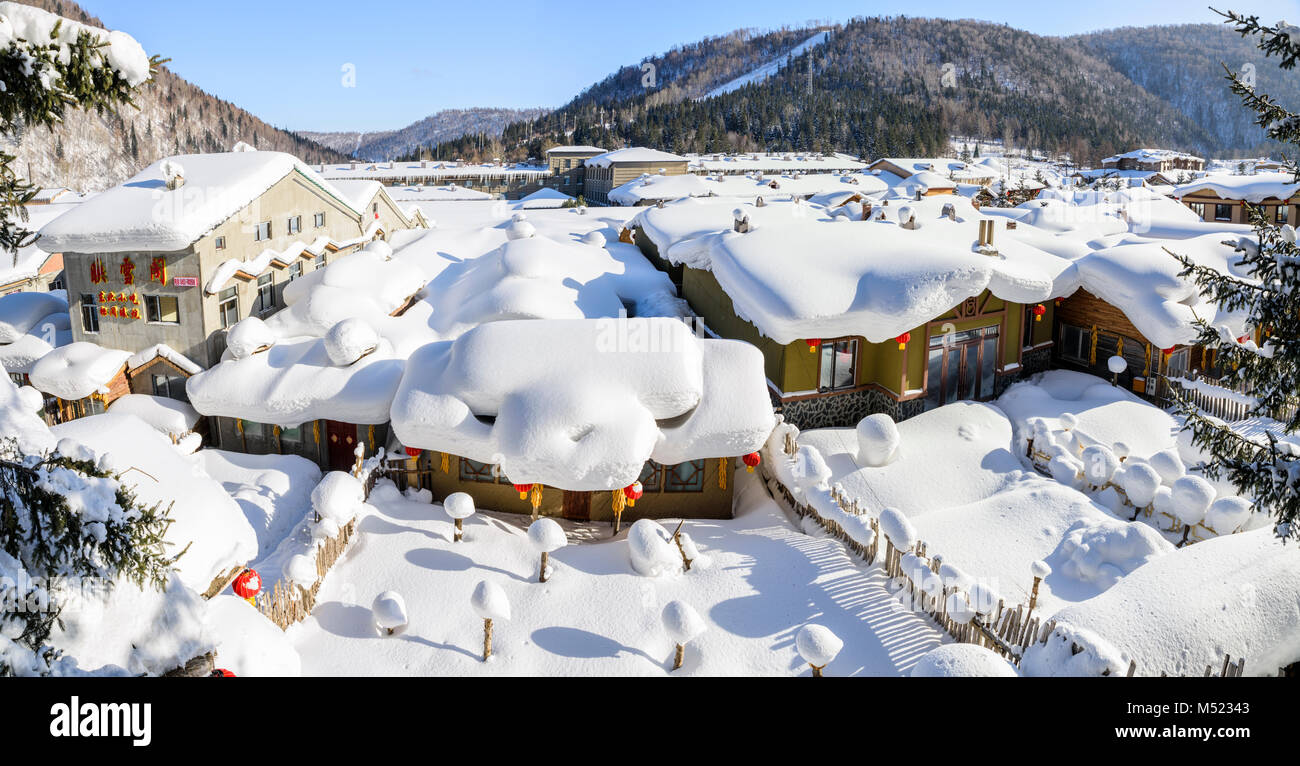 Schnee Stadt Xue Xiang In Heilongjiang Bietet China Chinas Wirklich Winter Wonderland suber Anzeigen Gibt Es Ein Marchen Surreale Erfahrung Stockfotografie Alamy