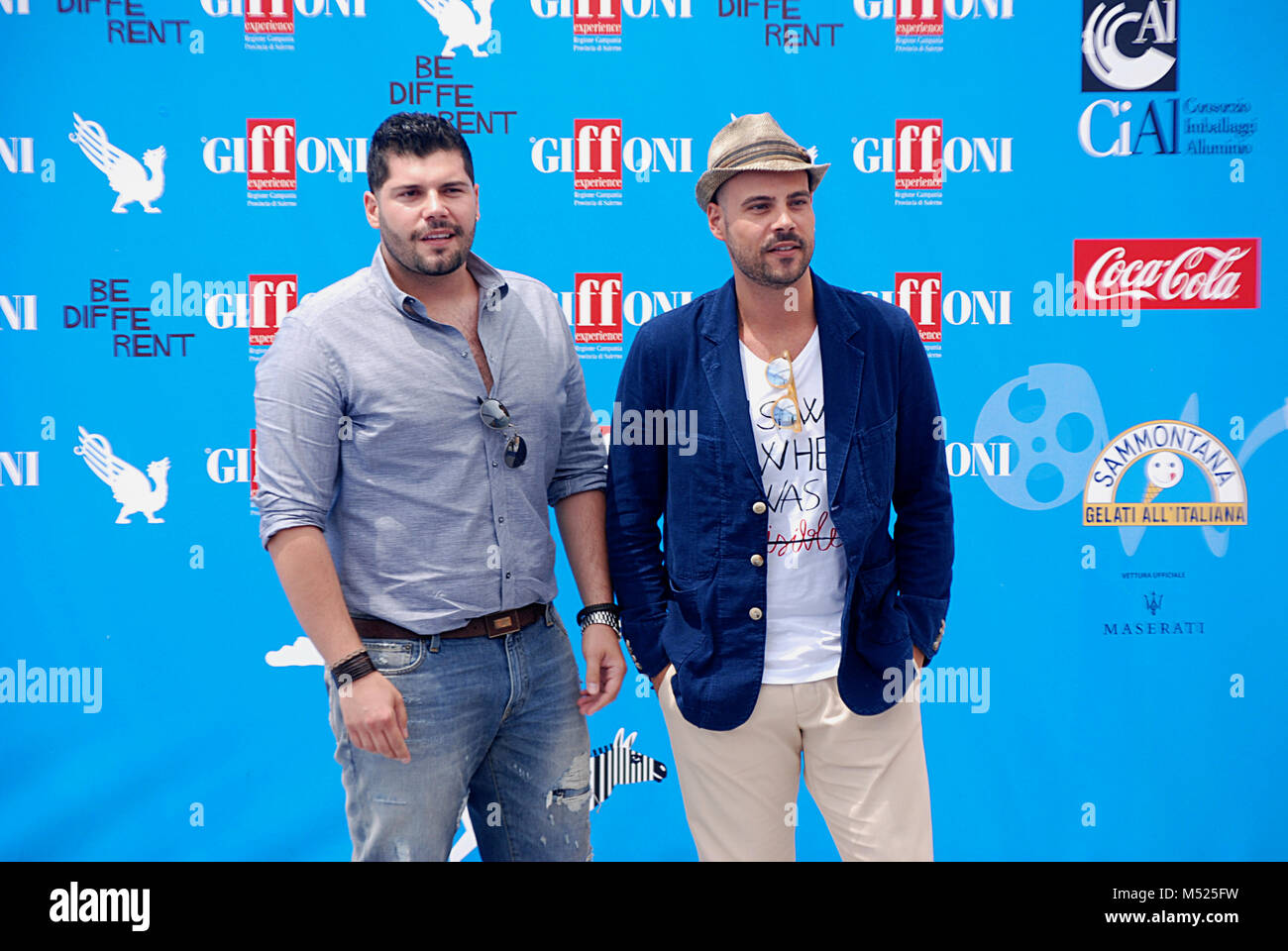 Giffoni Valle Piana, Sa, Italien - 19 Juli 2014: Salvatore Esposito und Marco D'Amore in Giffoni Film Festival 2014 - Am 19. Juli 2014 in Giffoni Vall Stockfoto