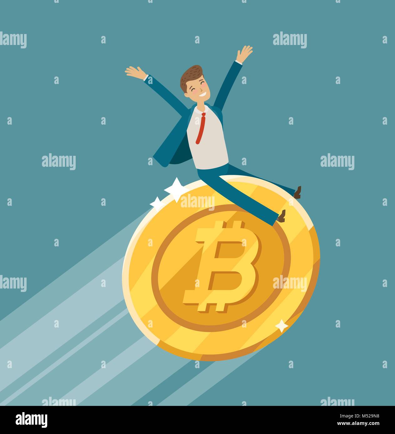 Bitcoin crypto Währung Wachstumsdiagramm. Business, Aufwärtstrend Konzept. Cartoon Vector Illustration Stock Vektor