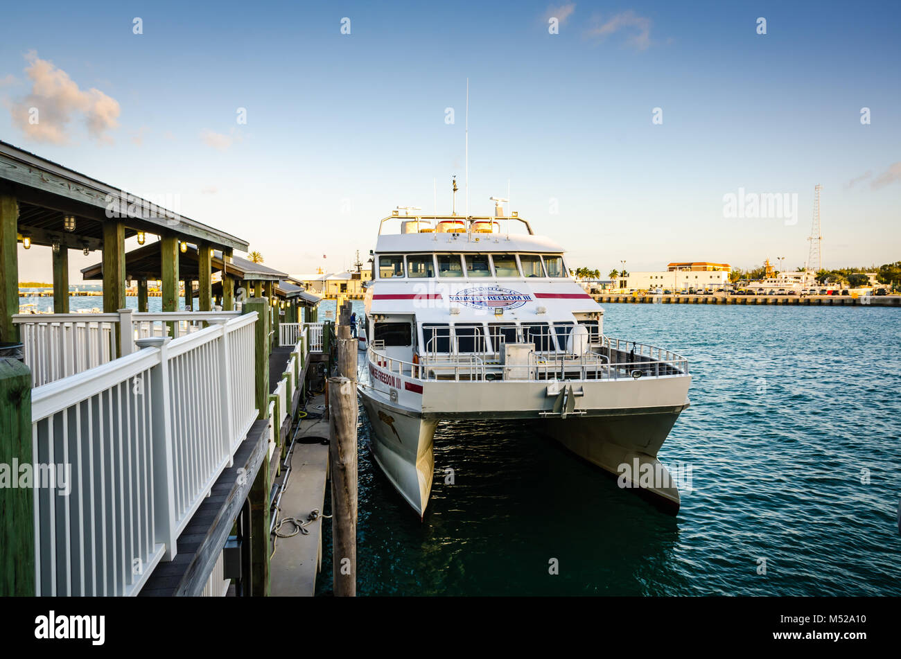 Yankee Freedom, am frühen Morgen die Fähre, die Passagiere befördert von Key West, Florida zu Dry Tortugas National Park. Stockfoto