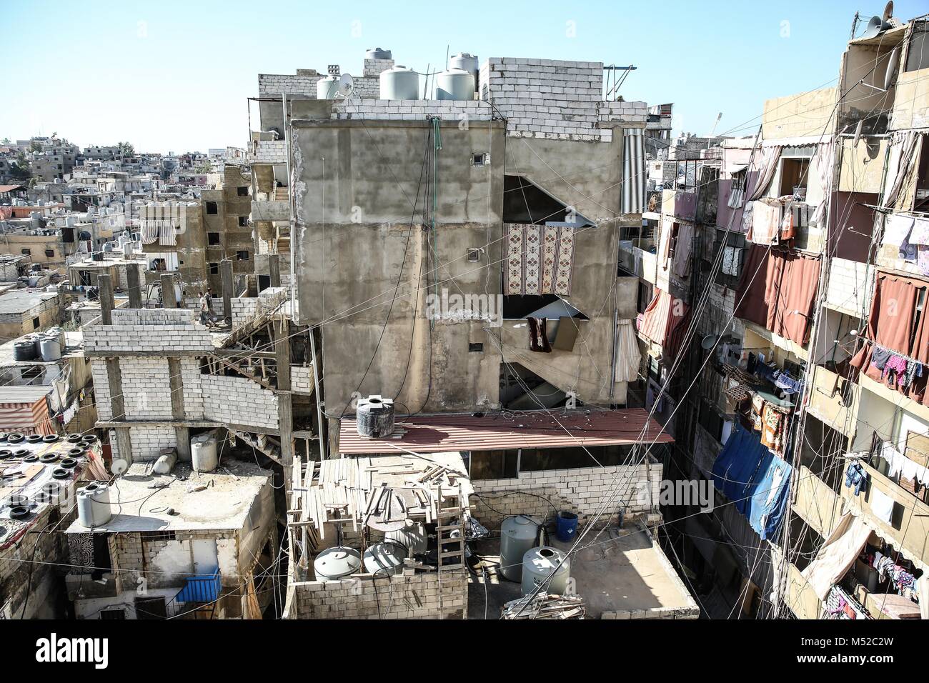 Flüchtlingslager Shatila in Beirut, wo bis zu 42.000 syrische und palästinensische Flüchtlinge, die in einem Bereich von weniger als einem Quadratkilometer. Stockfoto