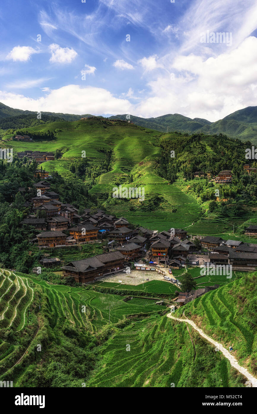 Dazhai village Vertikale Stockfoto