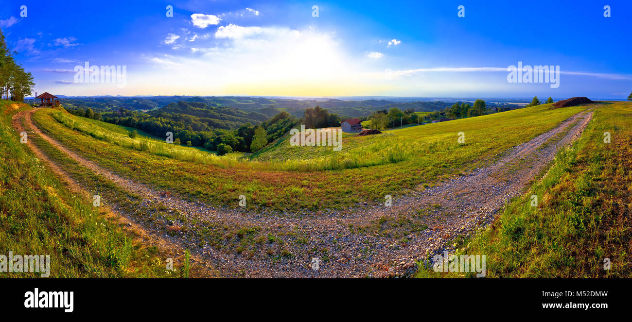 Grüne Landschaft der Region Medjimurje Panoramablick von Hill, im Norden Kroatiens Stockfoto