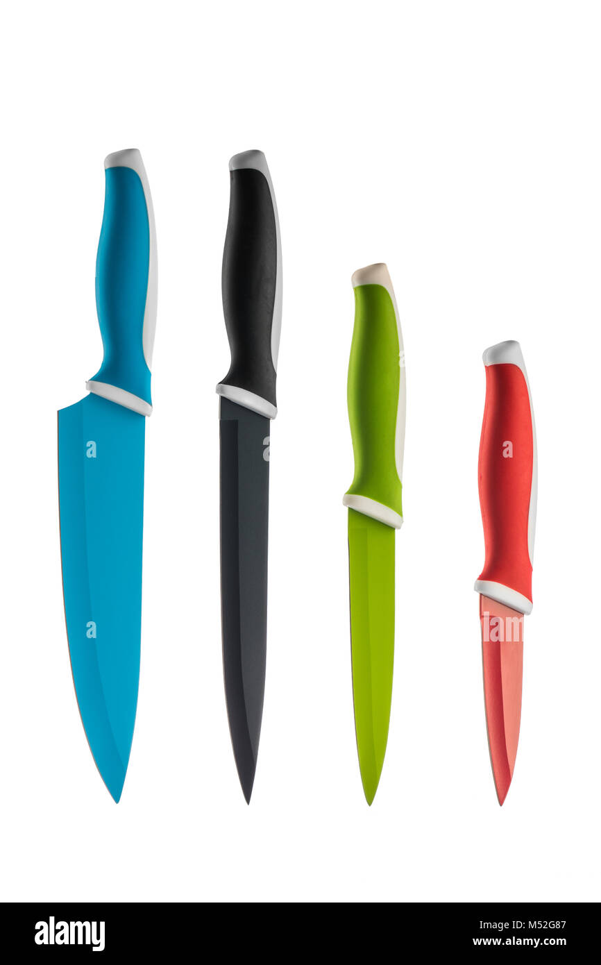 Küchenmesser auf Weiß isoliert. Stockfoto