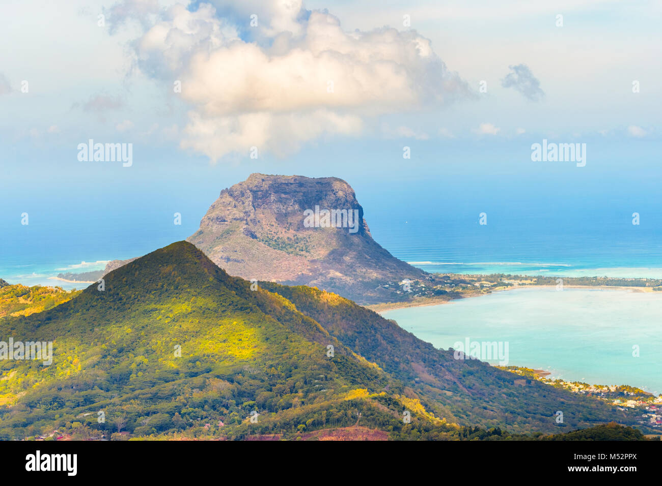 Blick vom Aussichtspunkt. Mauritius. Stockfoto