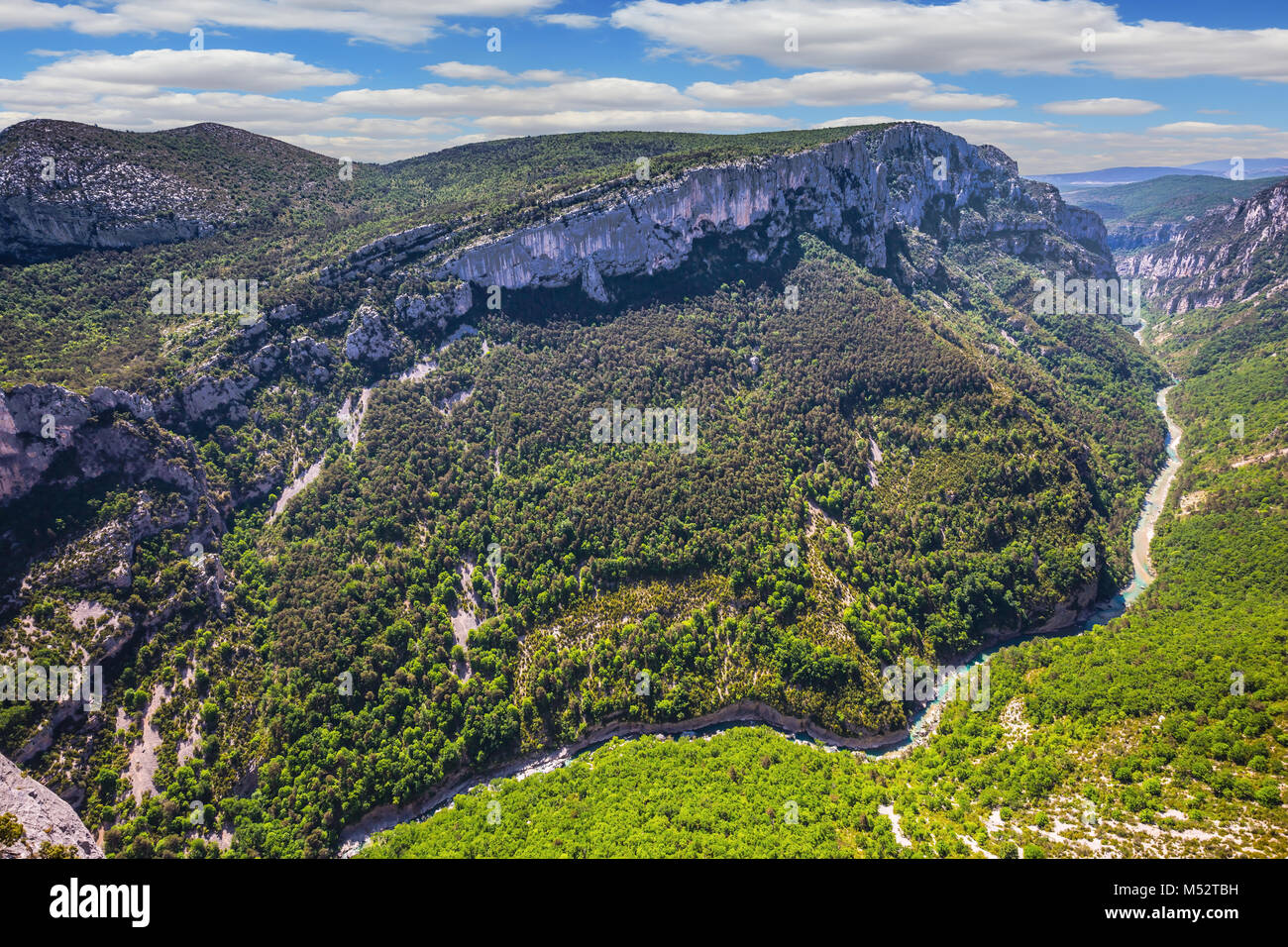 Herrliche kann in die bewaldeten Berge Stockfoto