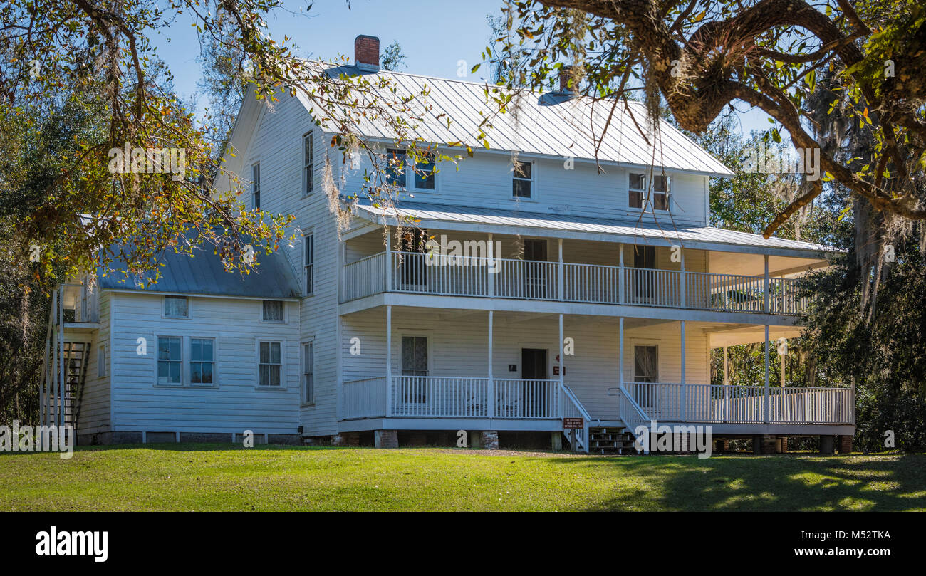 Die thursby Haus im Blue Spring State Park in Orange City, Florida wurde im Jahr 1872 durch Siedler Louis S. Thursby entlang der St. Johns River gebaut. Stockfoto