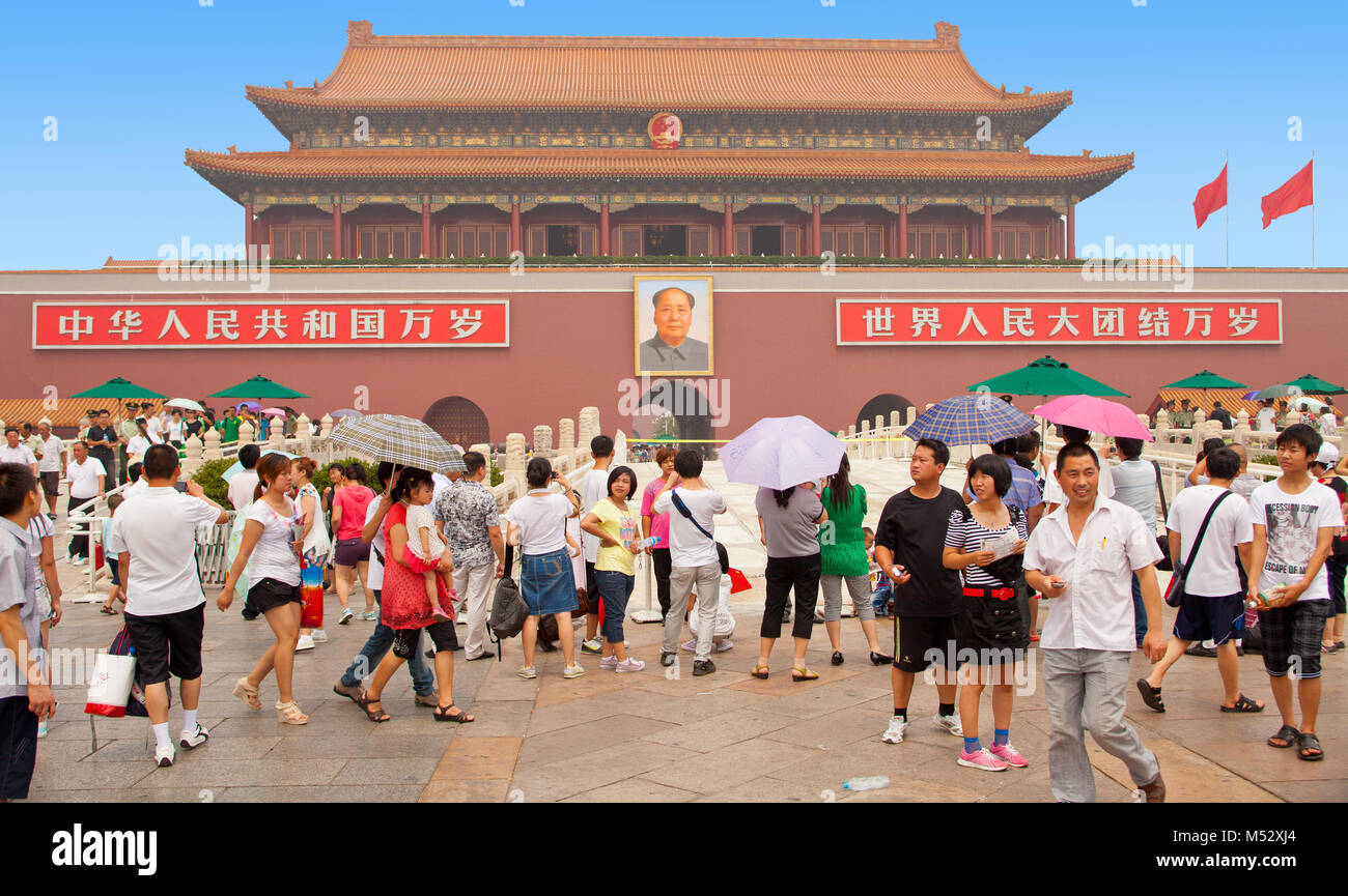 Platz des Himmlischen Friedens in Peking denkmal Mao Zedong Stockfoto