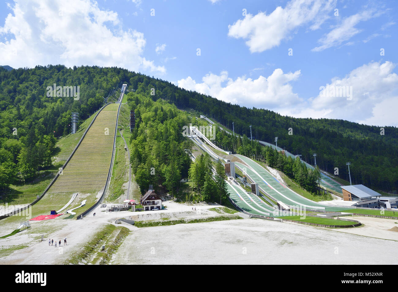 Planica Skisprungschanzen Stockfoto