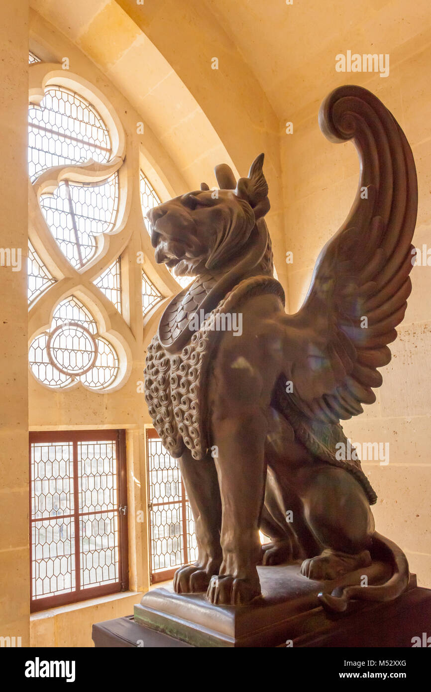 Lion winged inneren Burg pierrefond Stockfoto