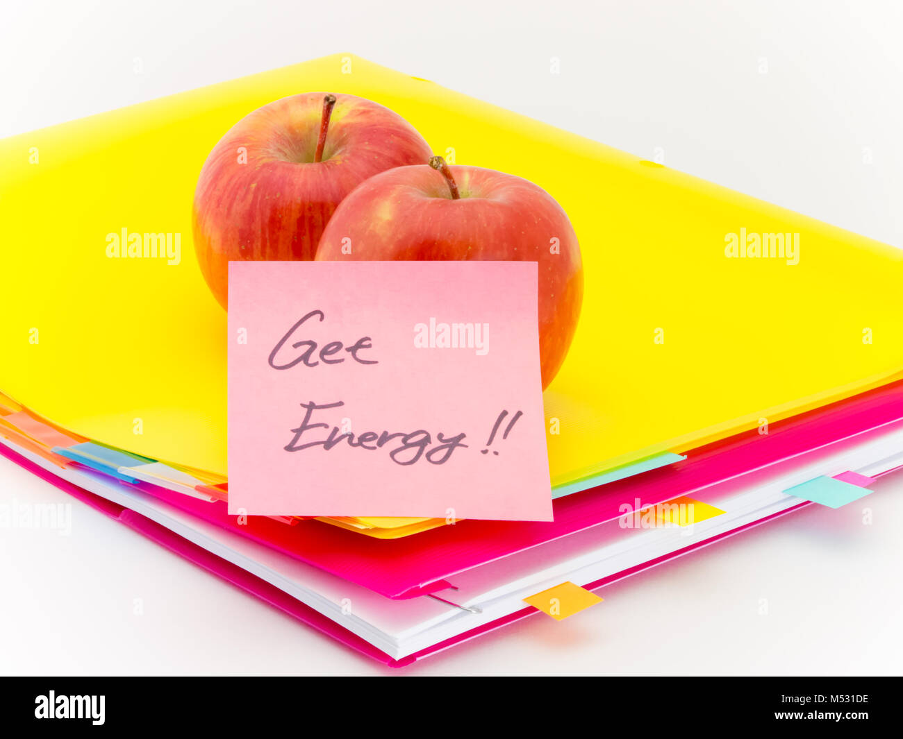 Gegenwart von Früchten und Nachrichten für herzlicher harte Arbeit. Stockfoto