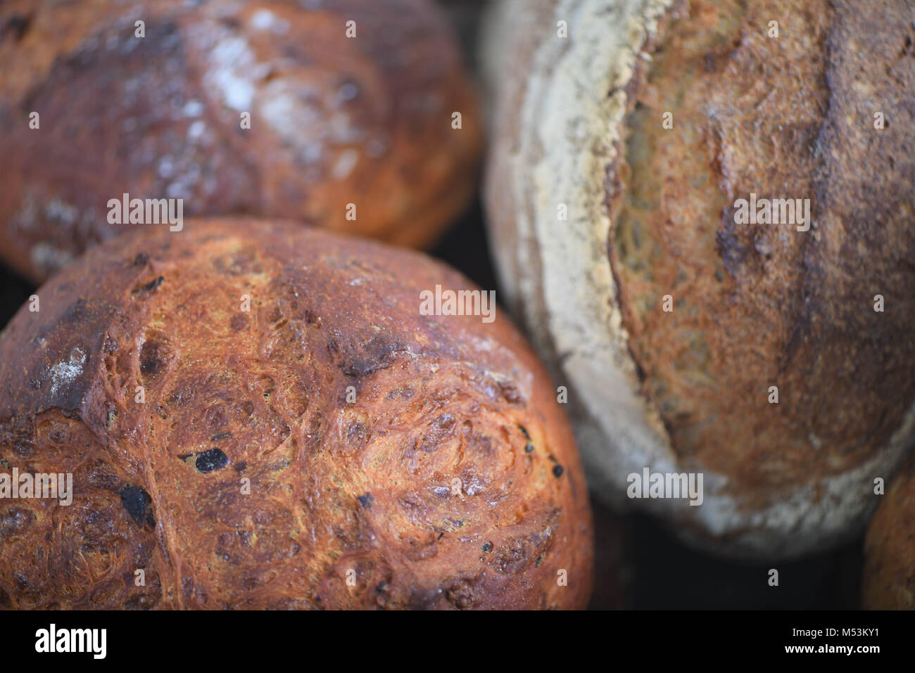 Brote köstliche hausgemachte gebackene gewürzt und Artisan Brot closeup Stockfoto