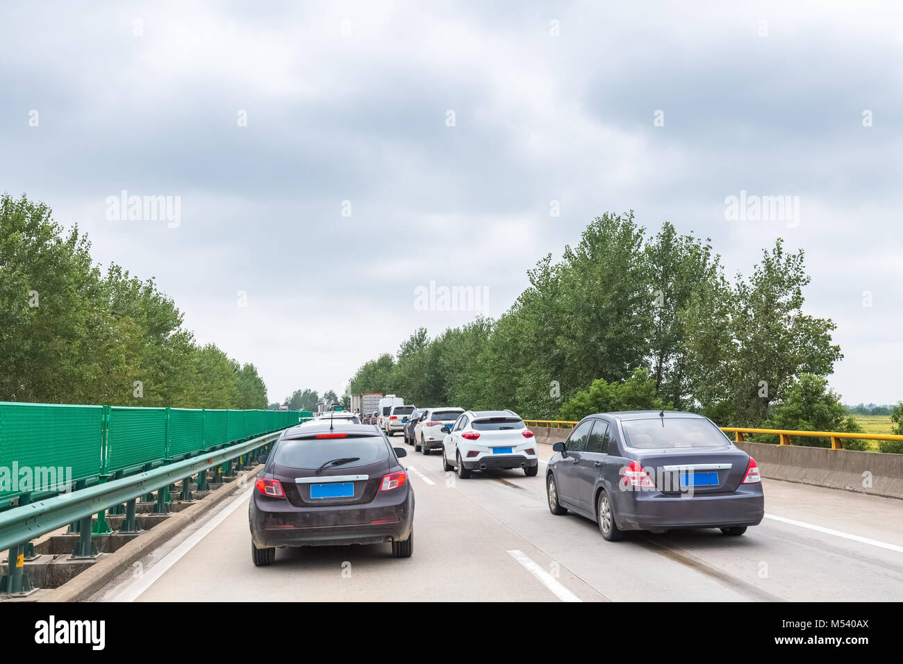 Stau auf der Autobahn Stockfoto