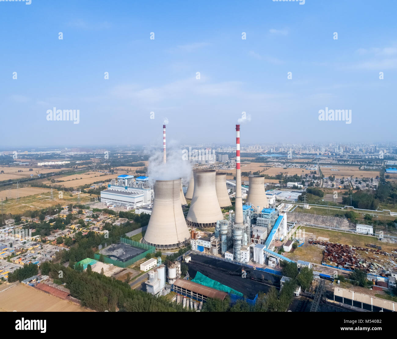 Luftbild des thermischen Kraftwerks Stockfoto