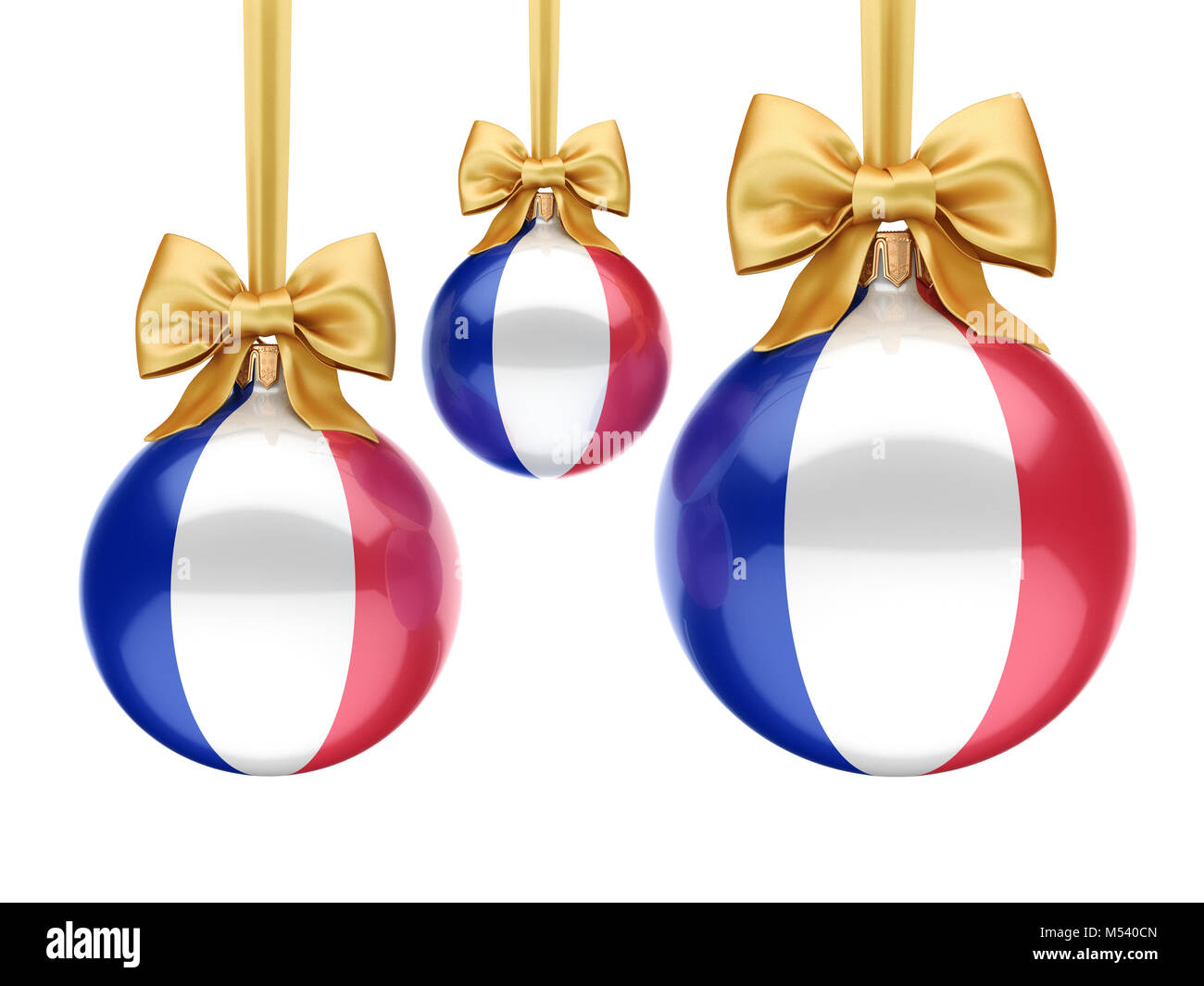 3D-rendering Christmas Ball mit der Flagge von Frankreich Stockfoto