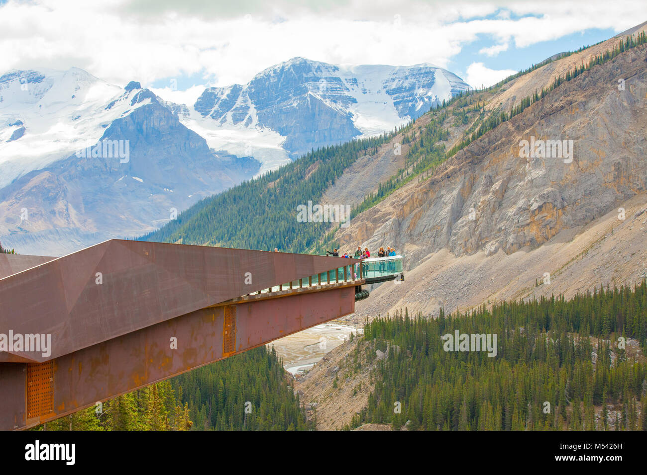 Columbia Icefield Gletscher skywalk Sie mit Sun athabasca Kanada Stockfoto