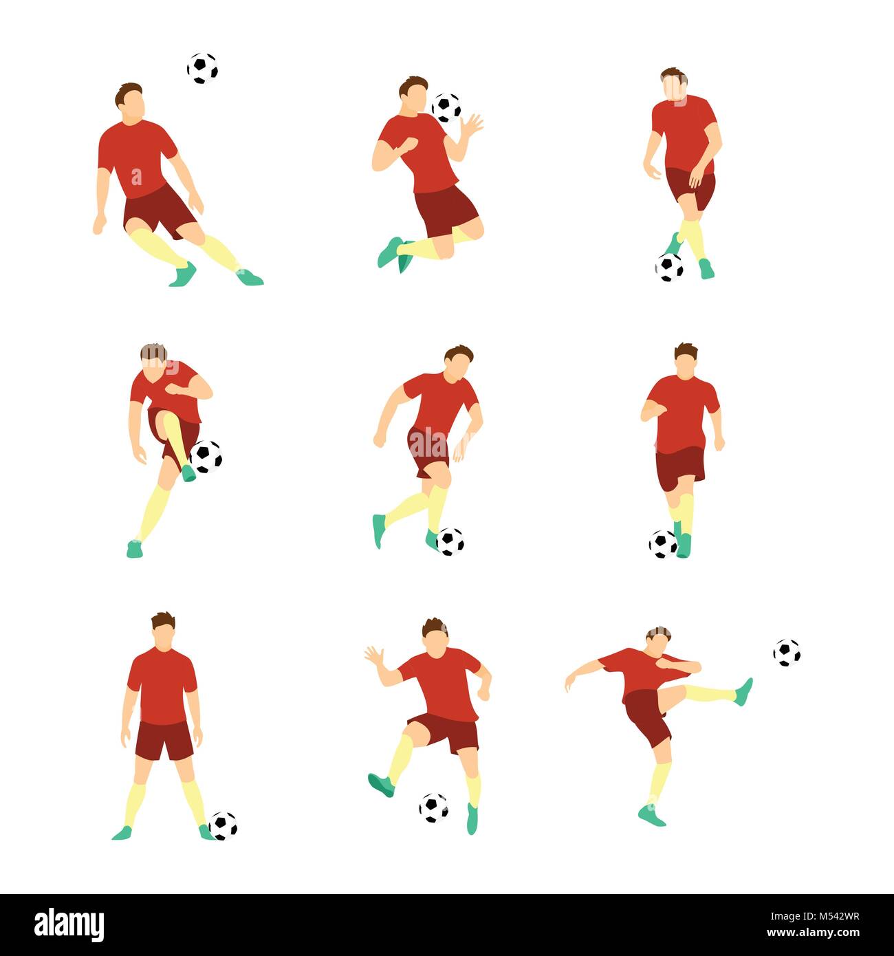 Verschiedene Fußball-Spieler Vector Illustration Graphic Design. Stock Vektor